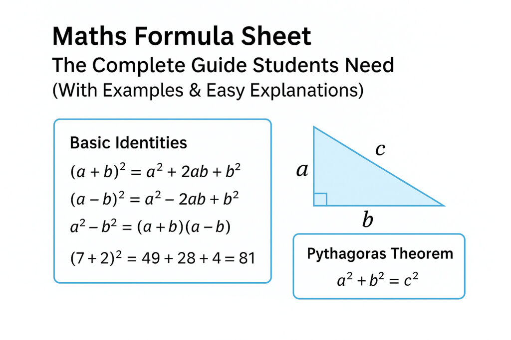 Maths Formula Sheet: Complete Guide with Formulas & Examples
